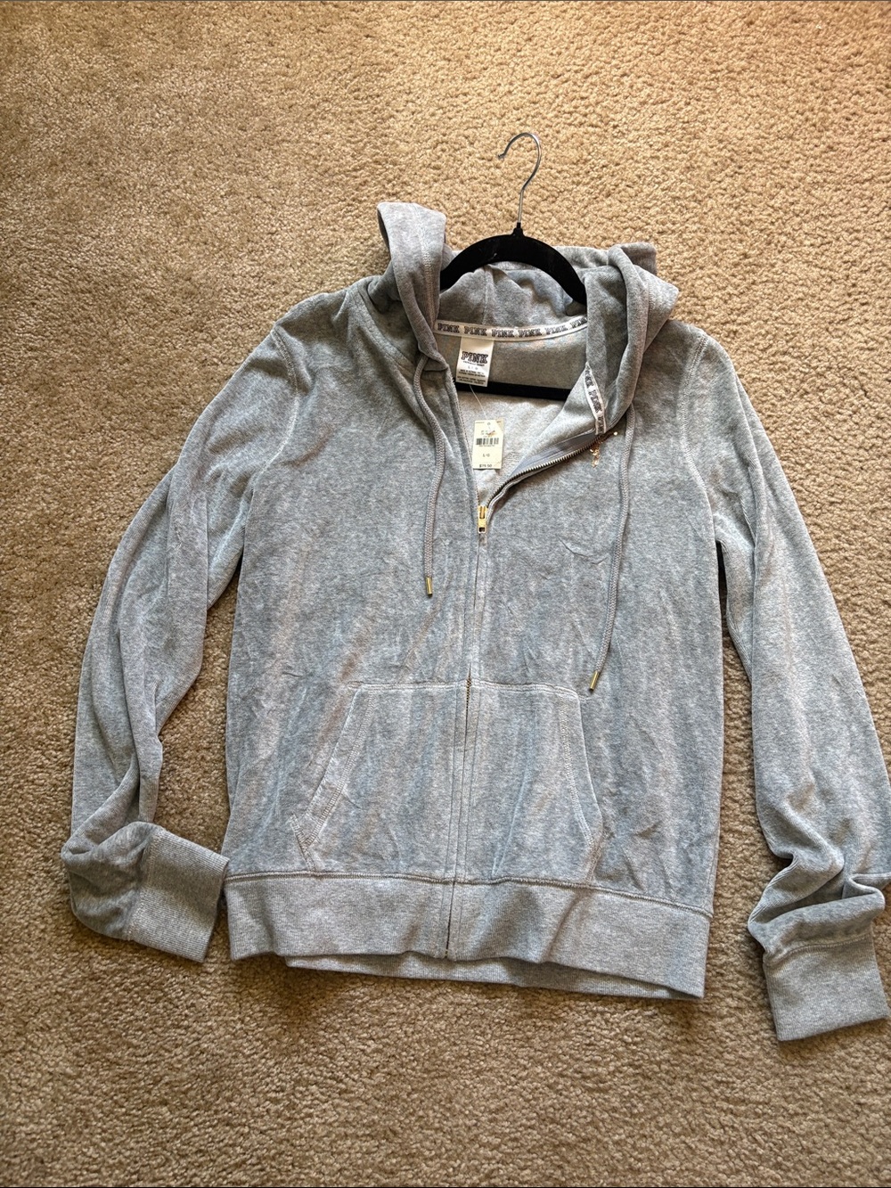 PINK Victoria's Secret Heather Gray Zip-Up Hoodie